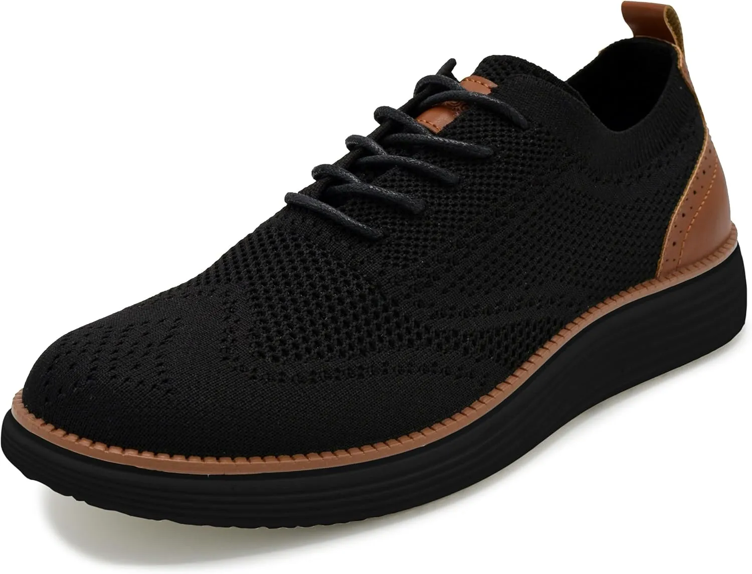AKADEMIKS Men's Olney Wingtip Knit Oxford, Sleek Breathable Dress Shoes