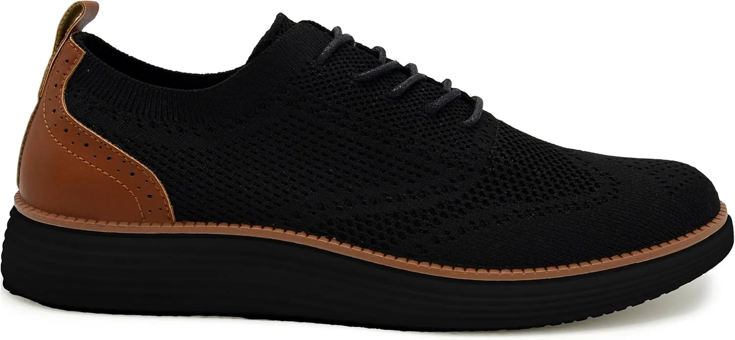 AKADEMIKS Men's Olney Wingtip Knit Oxford, Sleek Breathable Dress Shoes