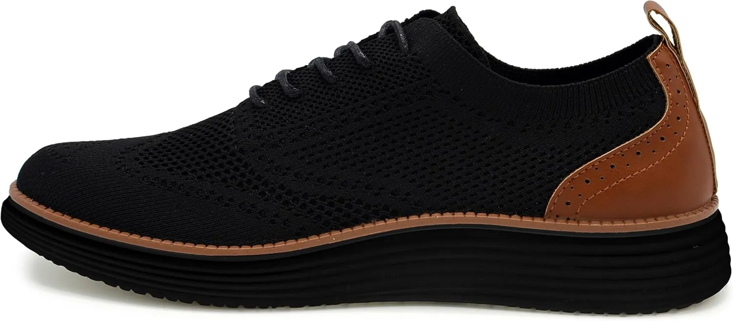 AKADEMIKS Men's Olney Wingtip Knit Oxford, Sleek Breathable Dress Shoes