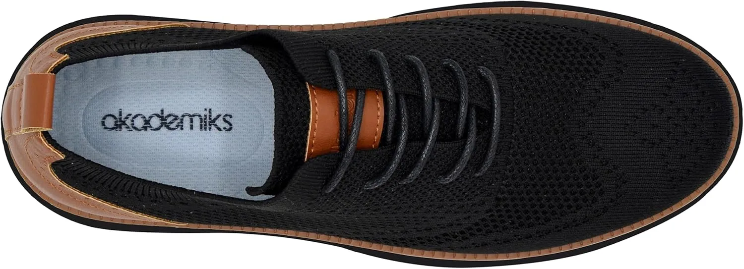 AKADEMIKS Men's Olney Wingtip Knit Oxford, Sleek Breathable Dress Shoes