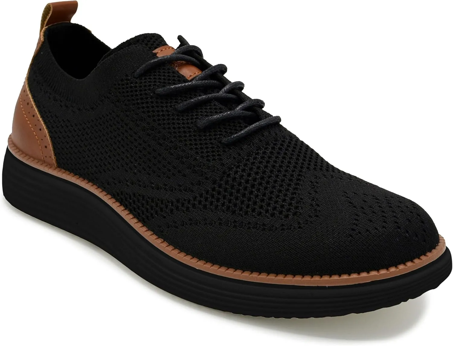 AKADEMIKS Men's Olney Wingtip Knit Oxford, Sleek Breathable Dress Shoes