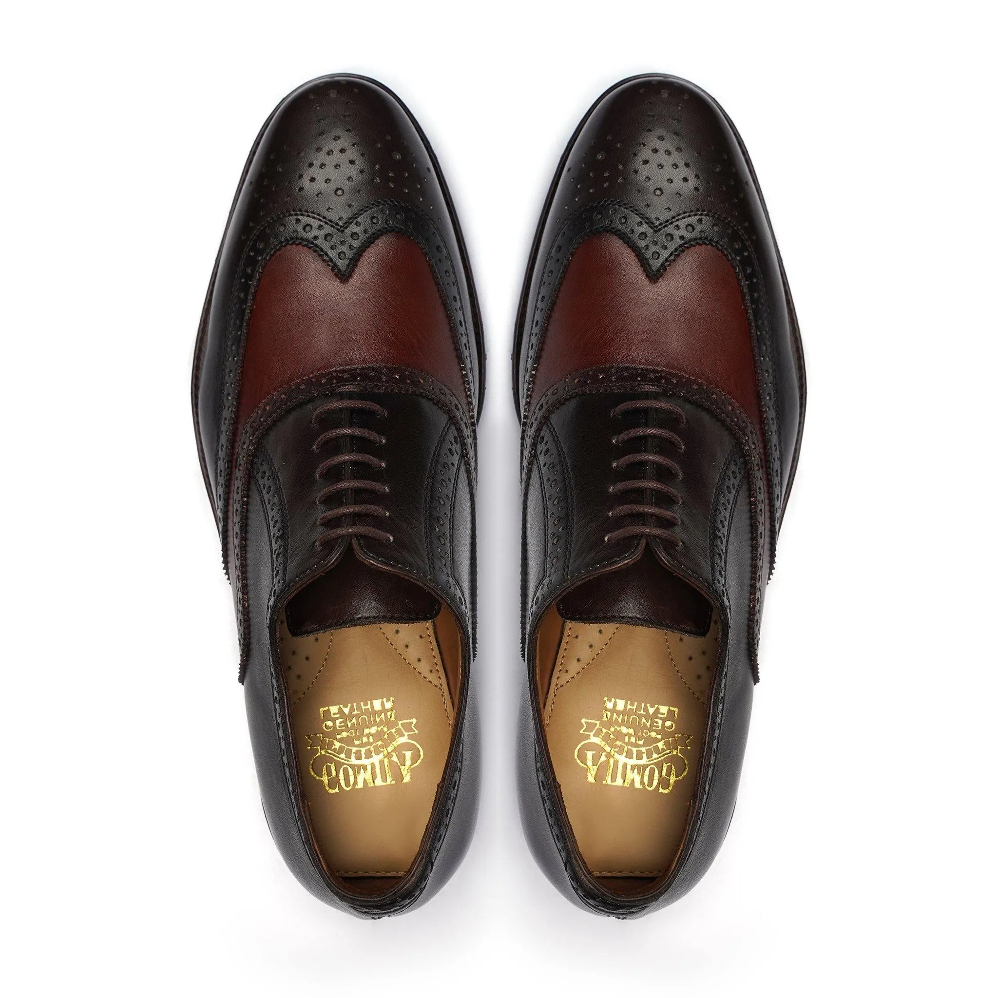 Amberg - Men's Dark Brown and Oxblood Calf Leather Oxford Shoe
