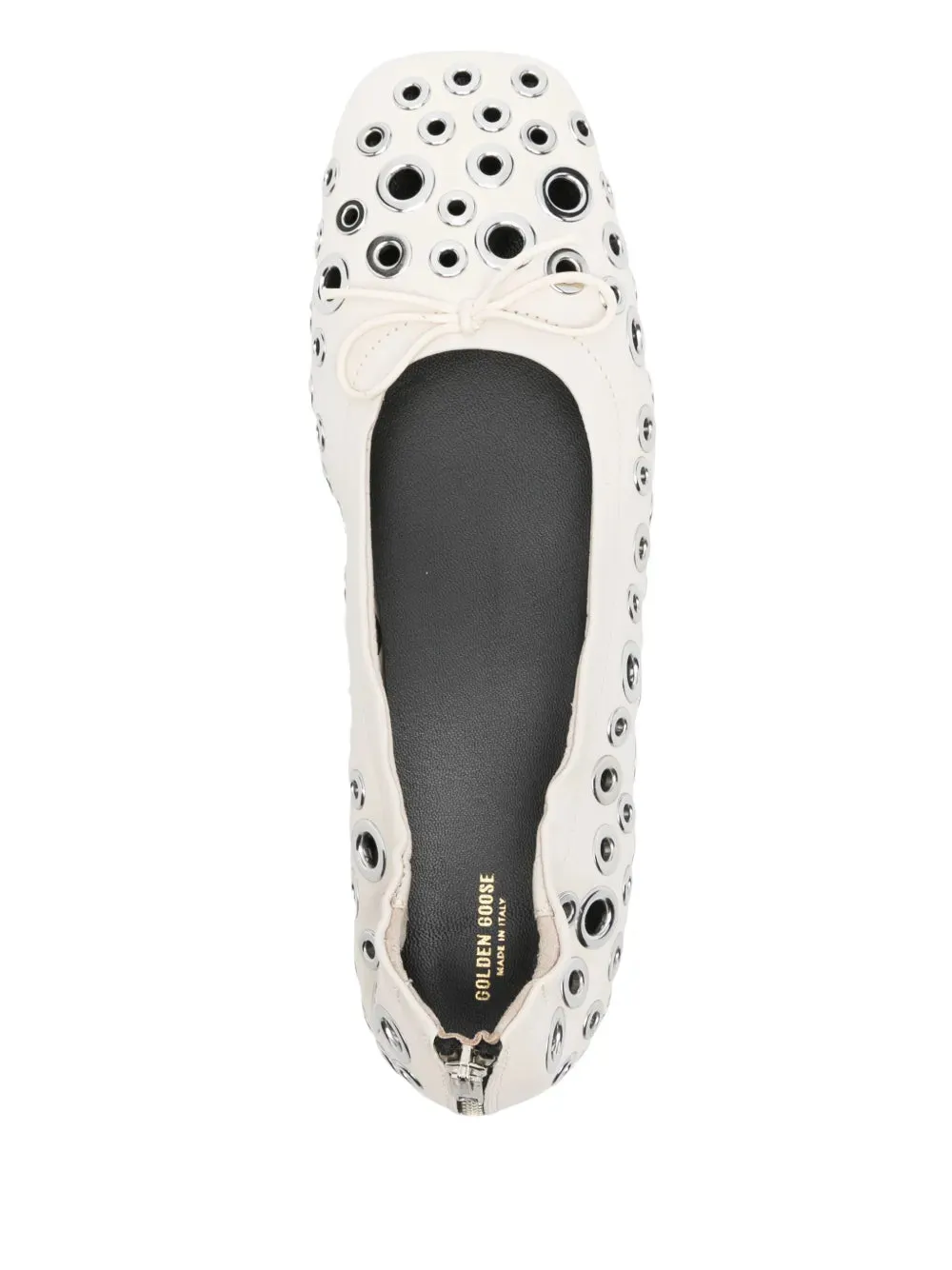 Amy Eyelet Zip Ballet Flats in Butter