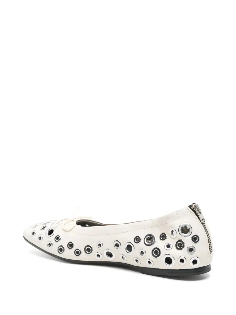 Amy Eyelet Zip Ballet Flats in Butter