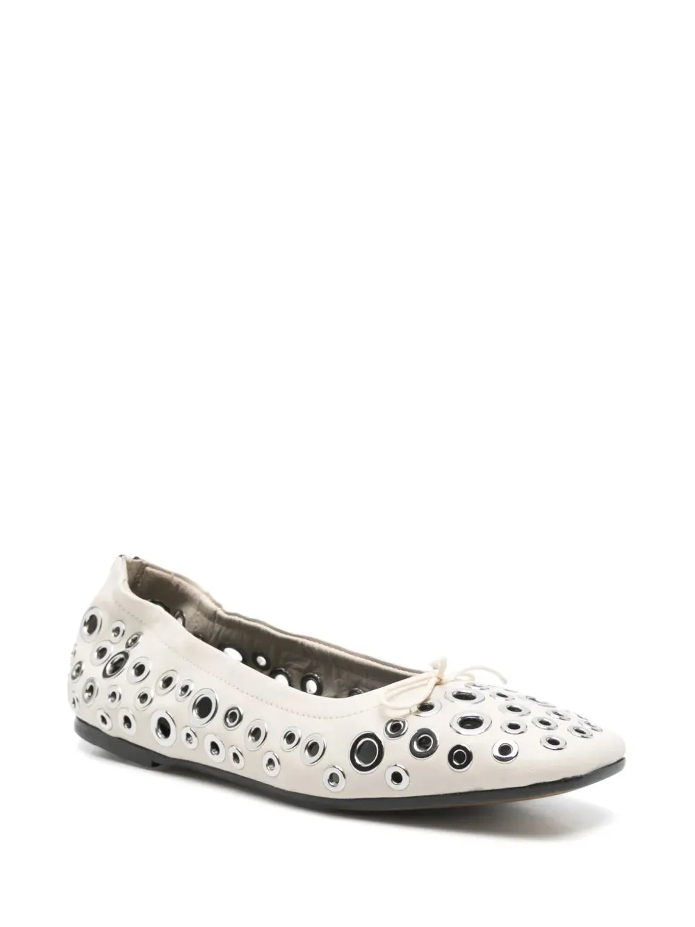 Amy Eyelet Zip Ballet Flats in Butter