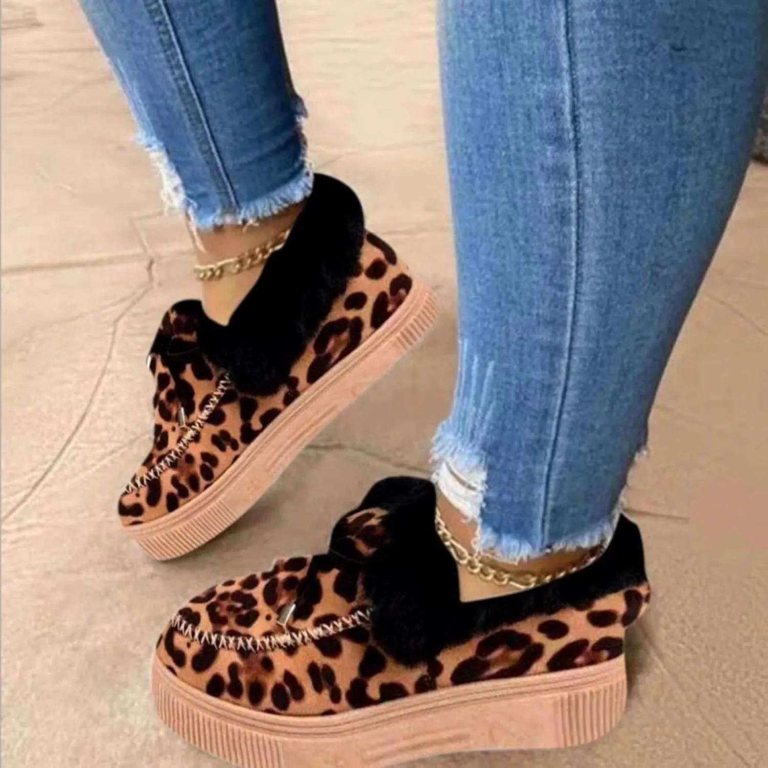 Boots For Women Ankle Booties With Fur Lined Snow Winter Boots Warm Slip On Casual Fashion Comfortable Loafers Shoes