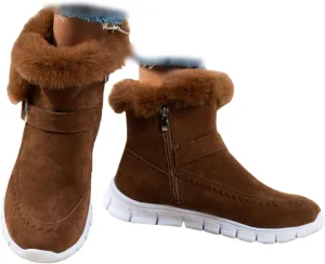 Boots For Women Ankle Booties With Fur Lined Warm Snow Winter Boots Casual Fashion Comfortable Slip On Loafers Shoes