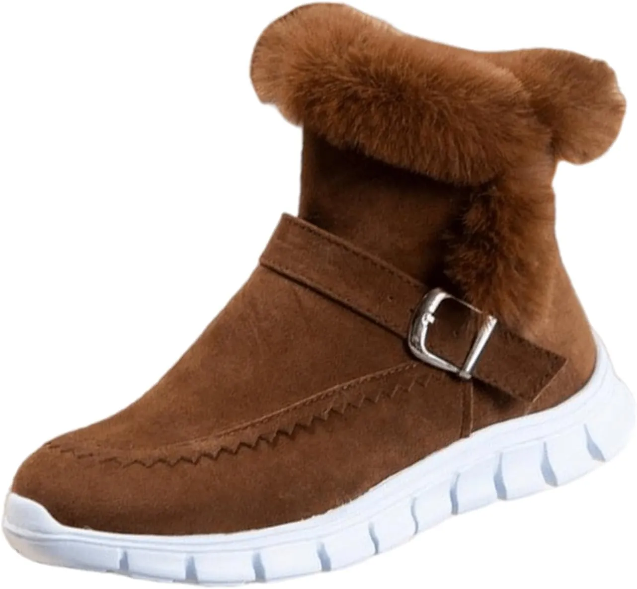 Boots For Women Ankle Booties With Fur Lined Warm Snow Winter Boots Casual Fashion Comfortable Slip On Loafers Shoes