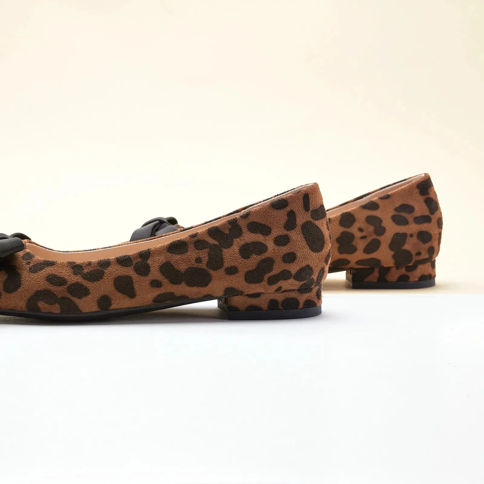 Bowknot Suede Flats (Aida) Leopard