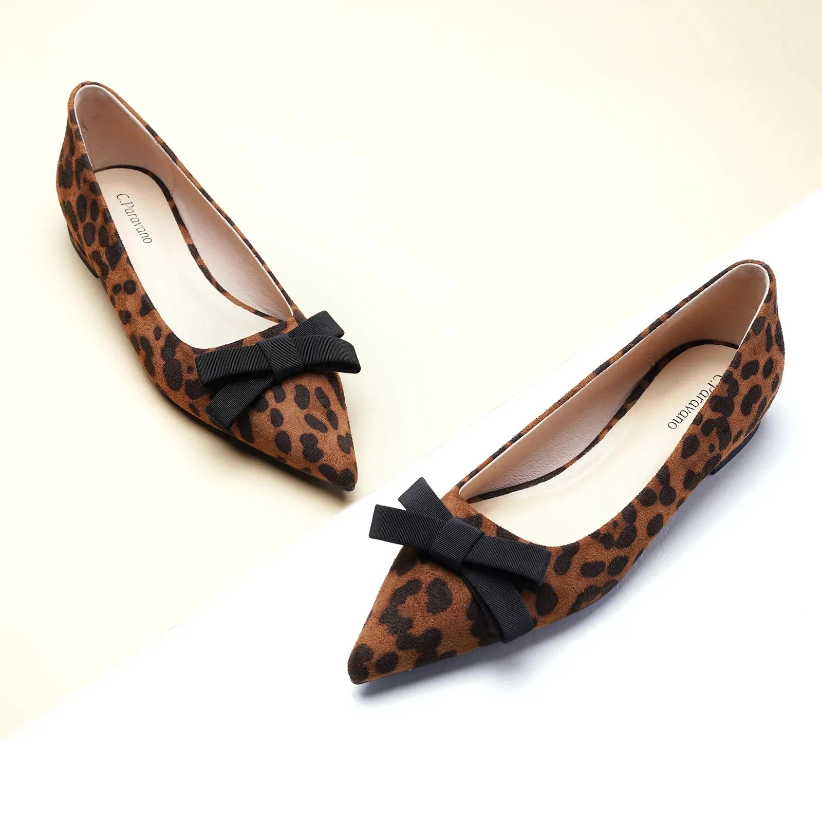 Bowknot Suede Flats (Aida) Leopard