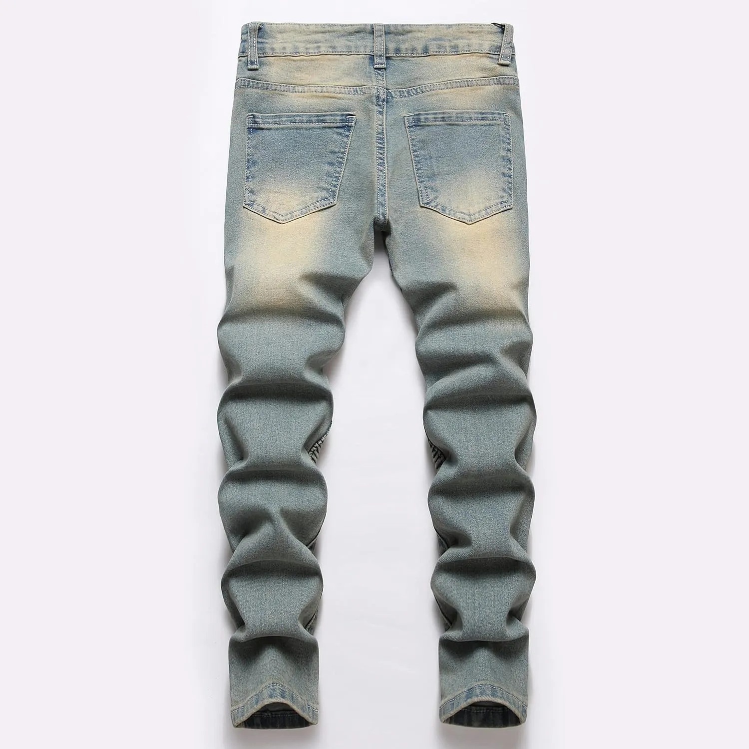 Boy's Biker Skinny Fit Ripped Destroyed Distressed Stretch Stylish Fashion Moto Denim Jeans Pants