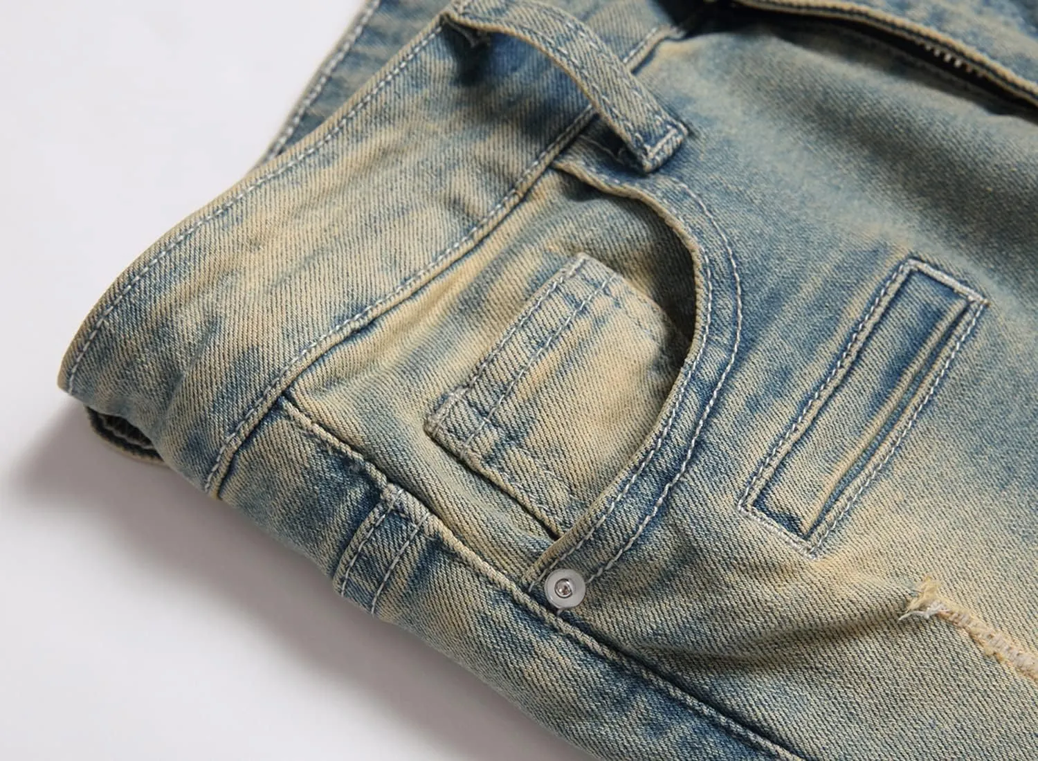 Boy's Biker Skinny Fit Ripped Destroyed Distressed Stretch Stylish Fashion Moto Denim Jeans Pants