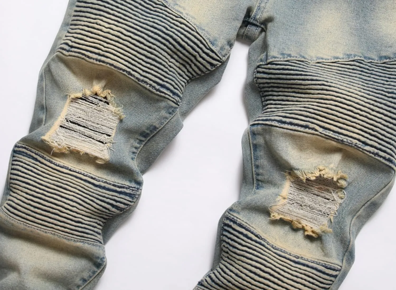Boy's Biker Skinny Fit Ripped Destroyed Distressed Stretch Stylish Fashion Moto Denim Jeans Pants