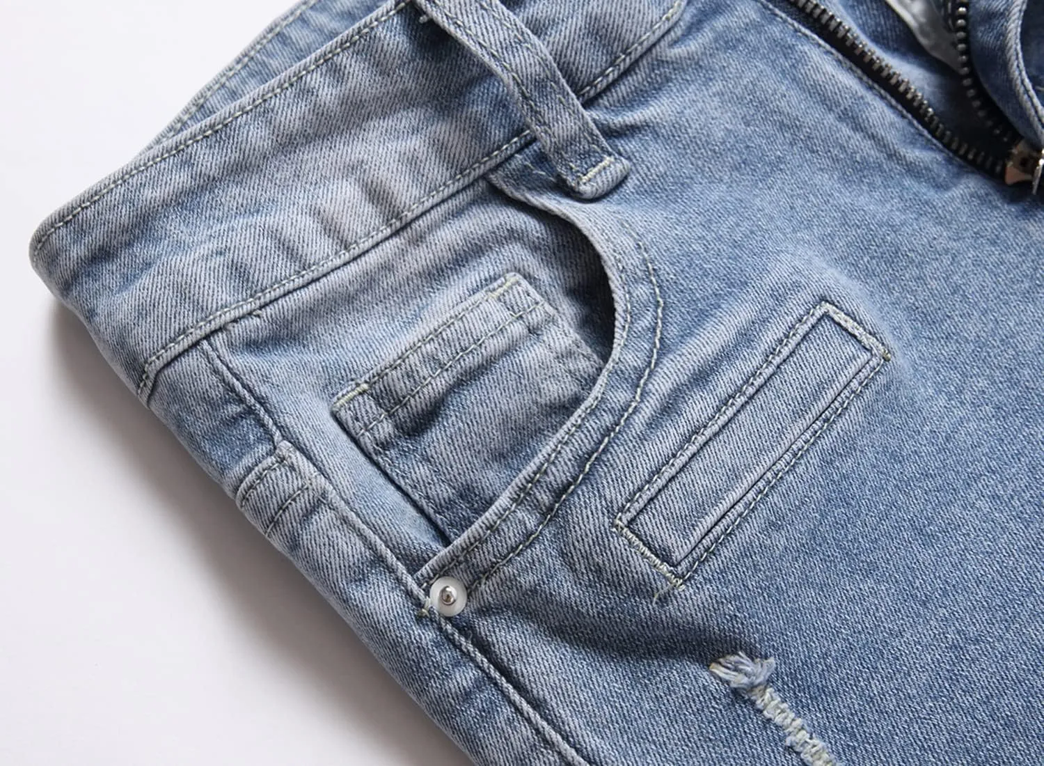 Boy's Biker Skinny Fit Ripped Destroyed Distressed Stretch Stylish Fashion Moto Denim Jeans Pants