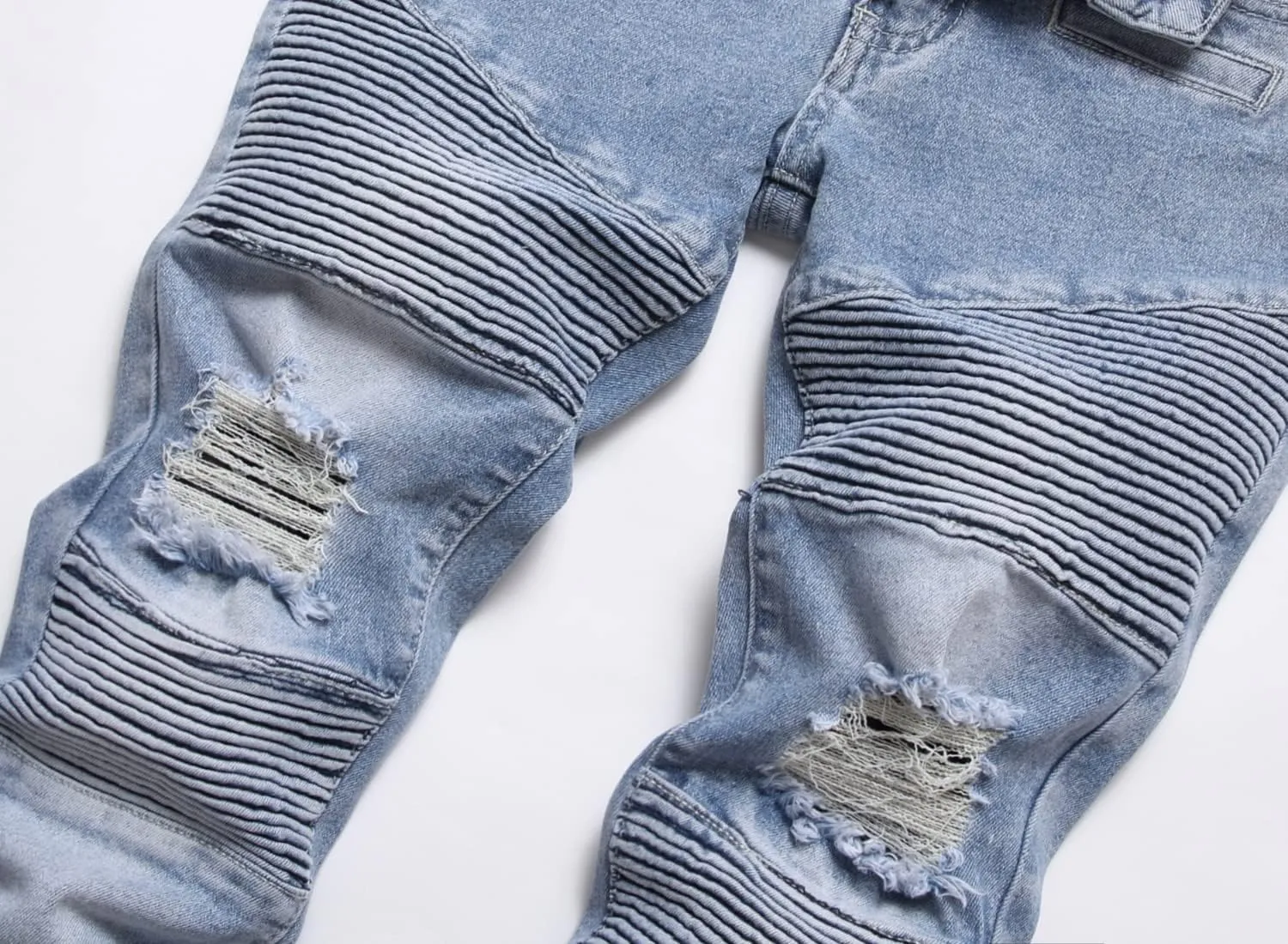 Boy's Biker Skinny Fit Ripped Destroyed Distressed Stretch Stylish Fashion Moto Denim Jeans Pants