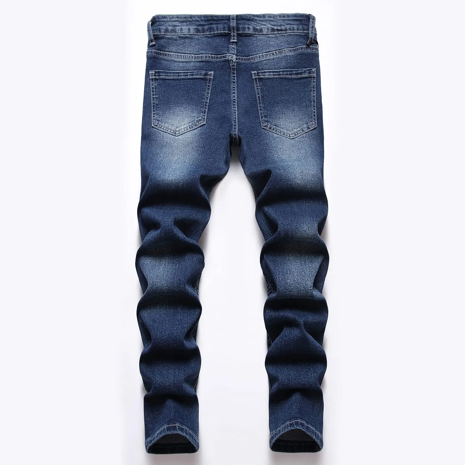Boy's Biker Skinny Fit Ripped Destroyed Distressed Stretch Stylish Fashion Moto Denim Jeans Pants