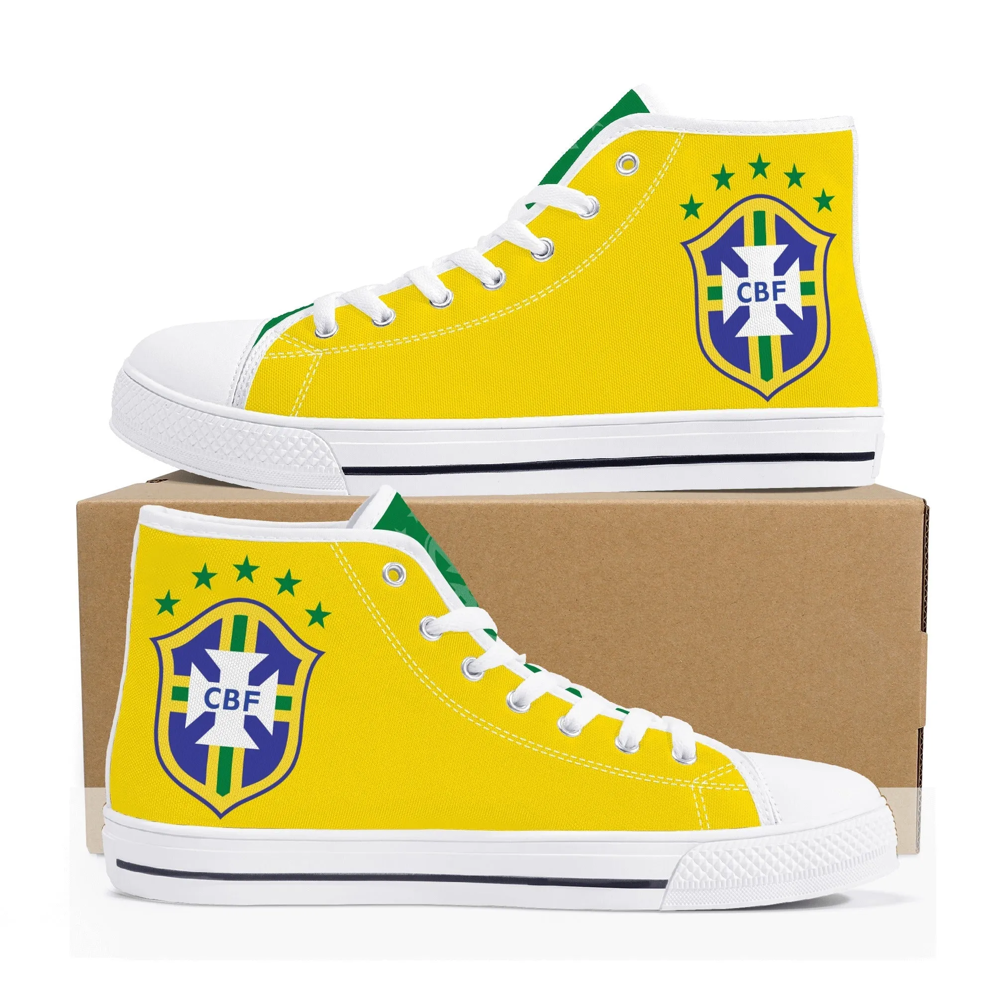 Brazil National Soccer Team Shoes | High Top Canvas Sneakers