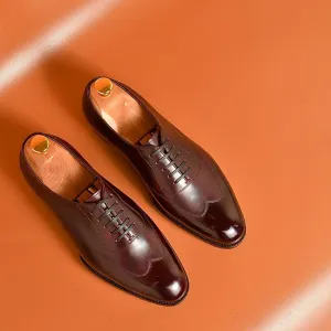 Brown Leather Bologna Wingtip Oxford Shoes - AW24