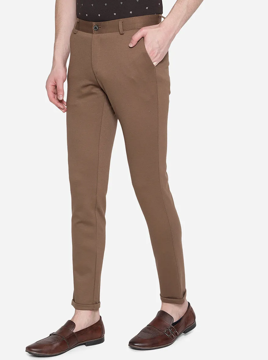 Brown Solid Venice Fit Casual Trouser | JadeBlue