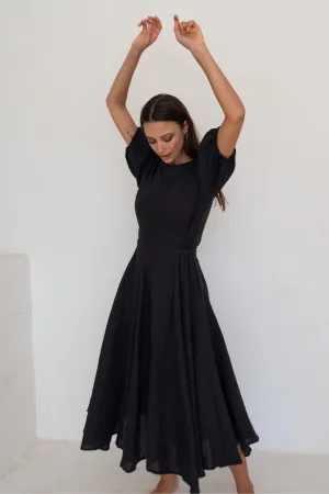 Coco Dress Black Linen