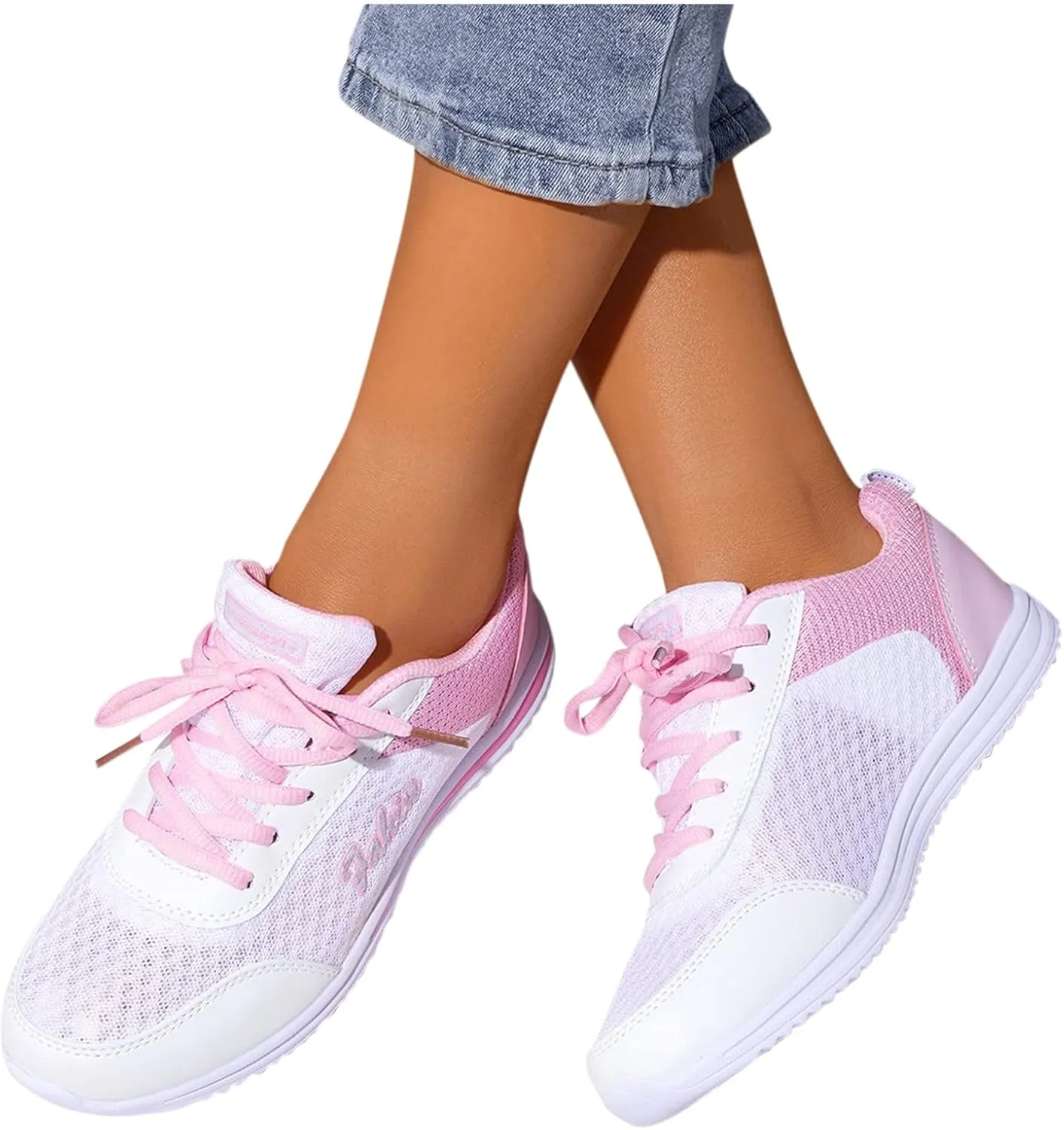 Comfortable Walking Shoes Women Breathable Mesh Lace Up Athletic Shoes Casual Fashion Lightweigh Non Slip Walking Shoes