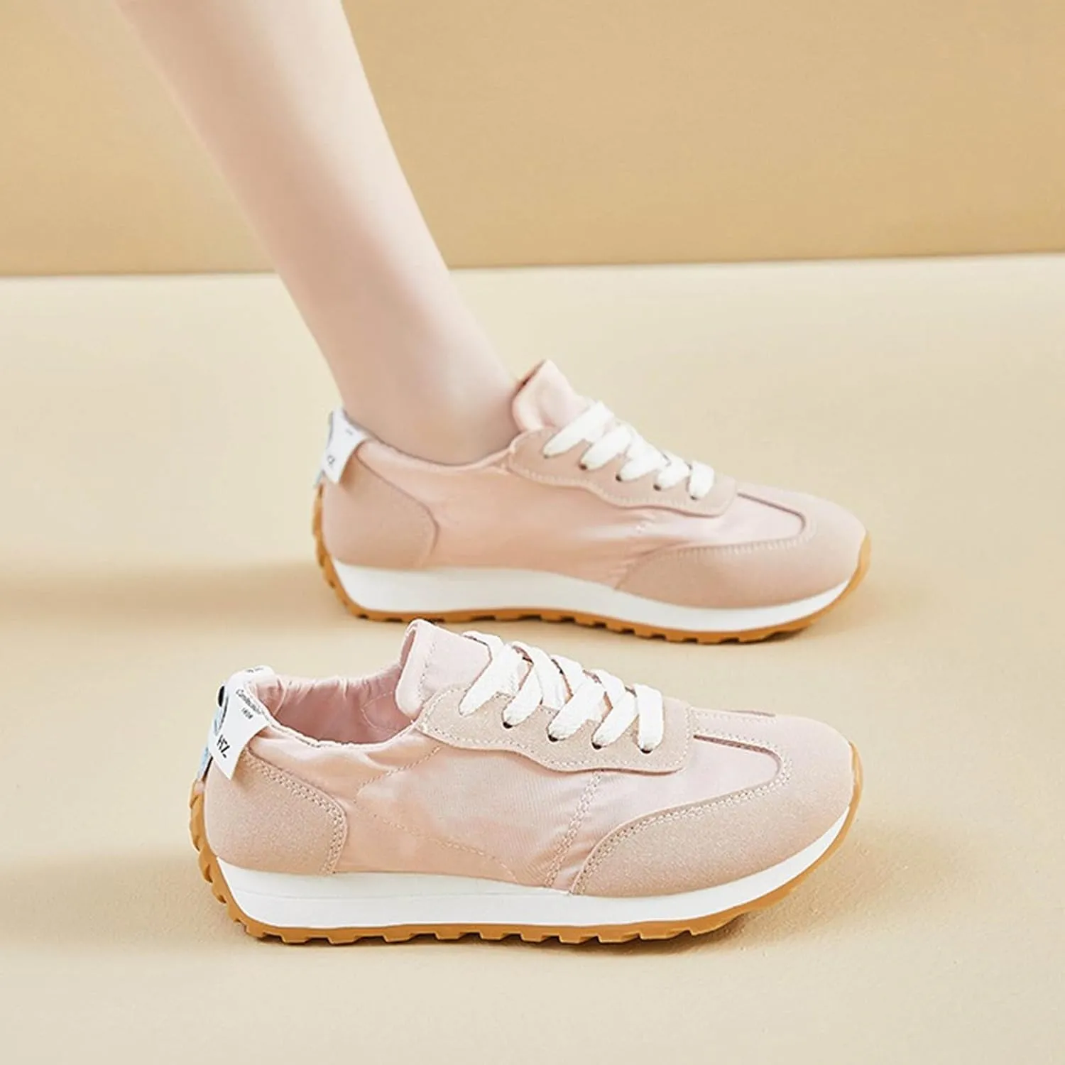 Comfy Shoes for Women, Lace Up Thick Platform Non Slip Sneakers Lightweight Breathable Walking Running Sneakers