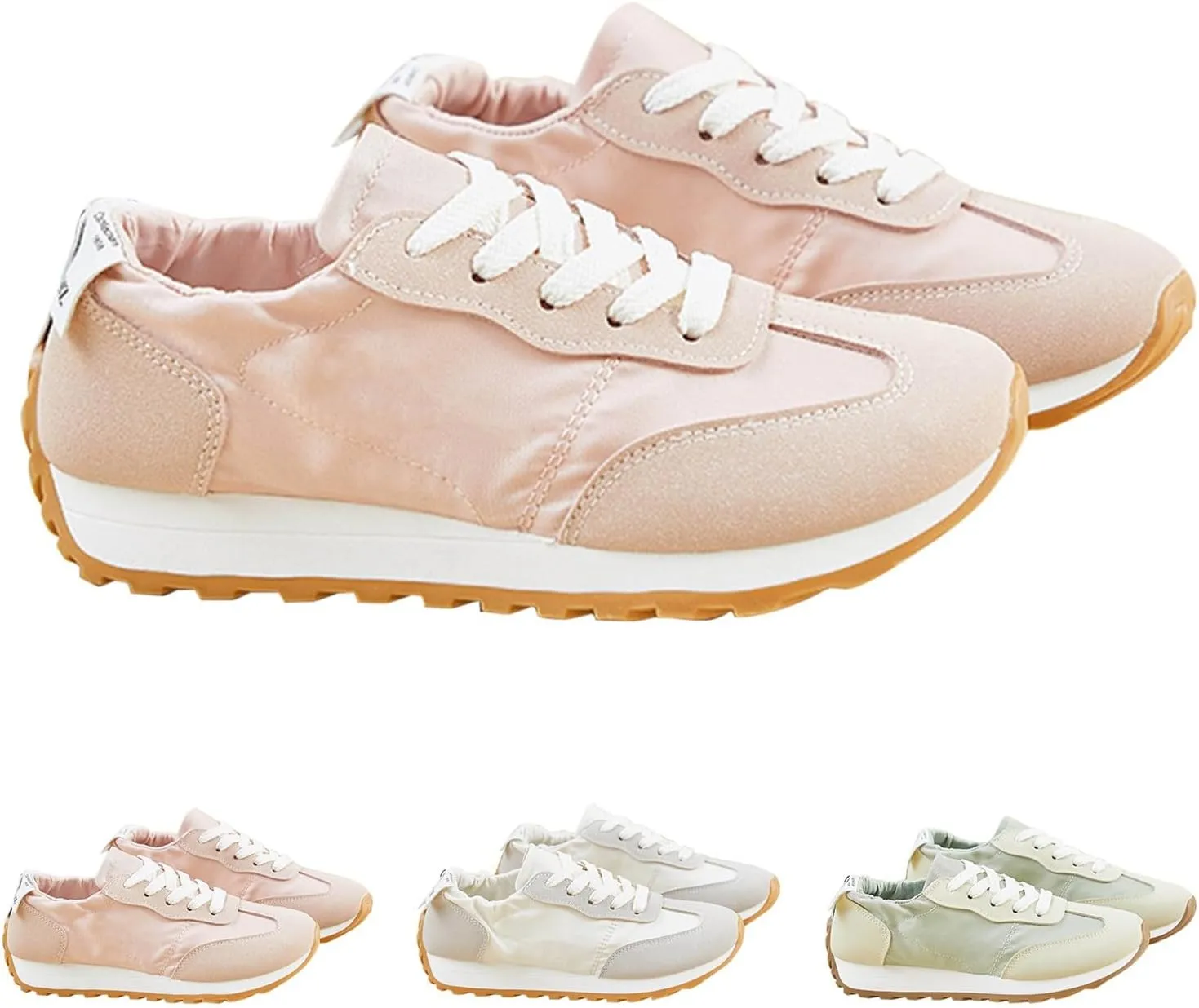 Comfy Shoes for Women, Lace Up Thick Platform Non Slip Sneakers Lightweight Breathable Walking Running Sneakers