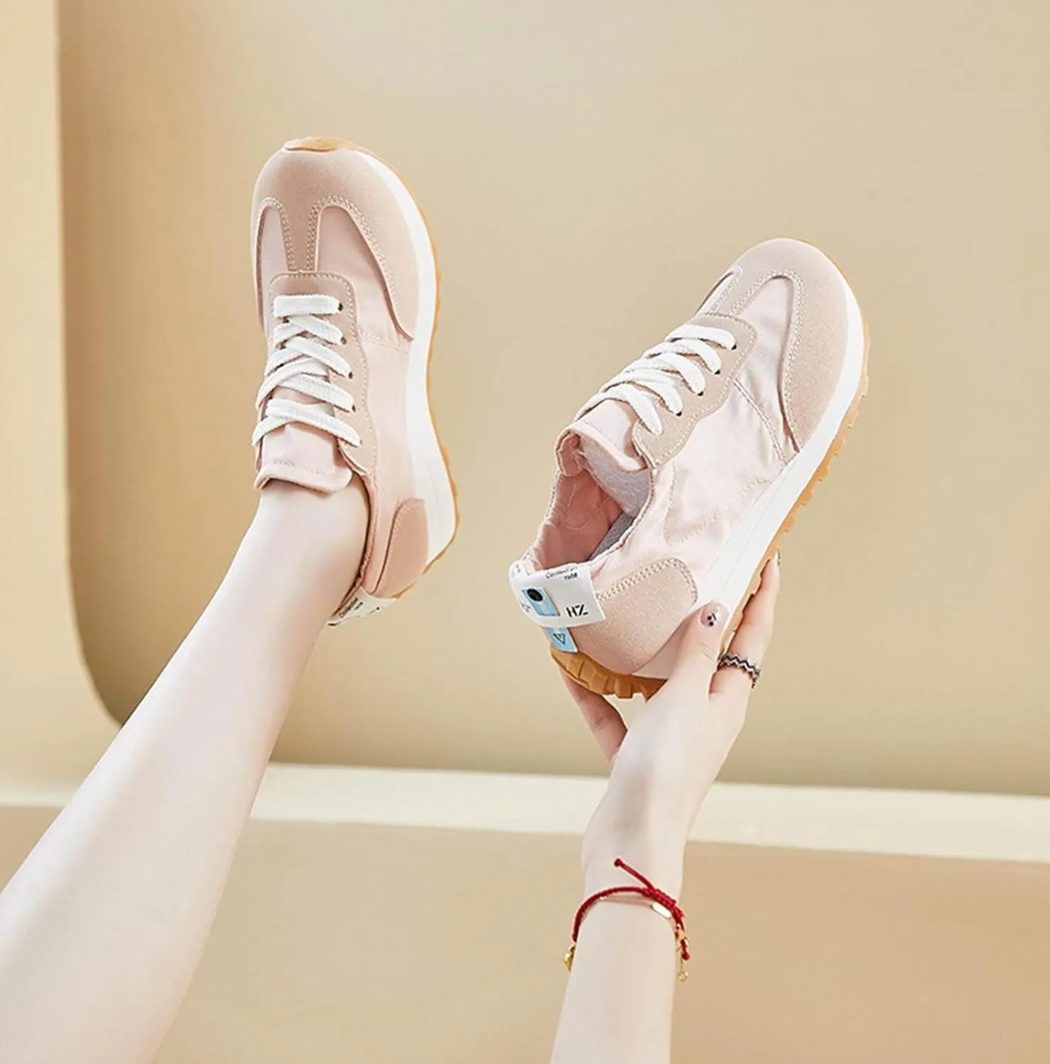 Comfy Shoes for Women, Lace Up Thick Platform Non Slip Sneakers Lightweight Breathable Walking Running Sneakers