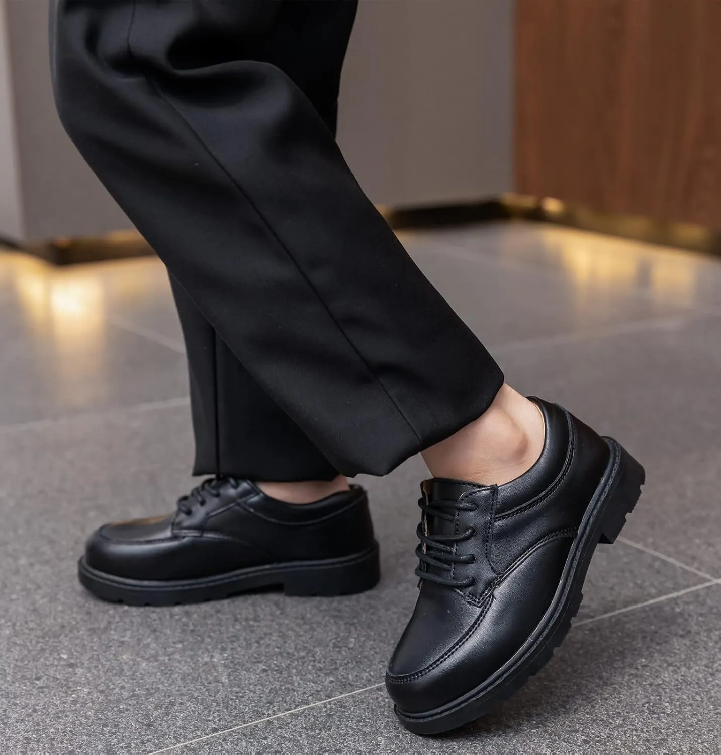 DADAWEN Toddler Boys Girls Classic Lace-Up Dress Shoes Oxfords Wedding Church School Uniform Shoes (Toddler/Little Kid/Big Kid)