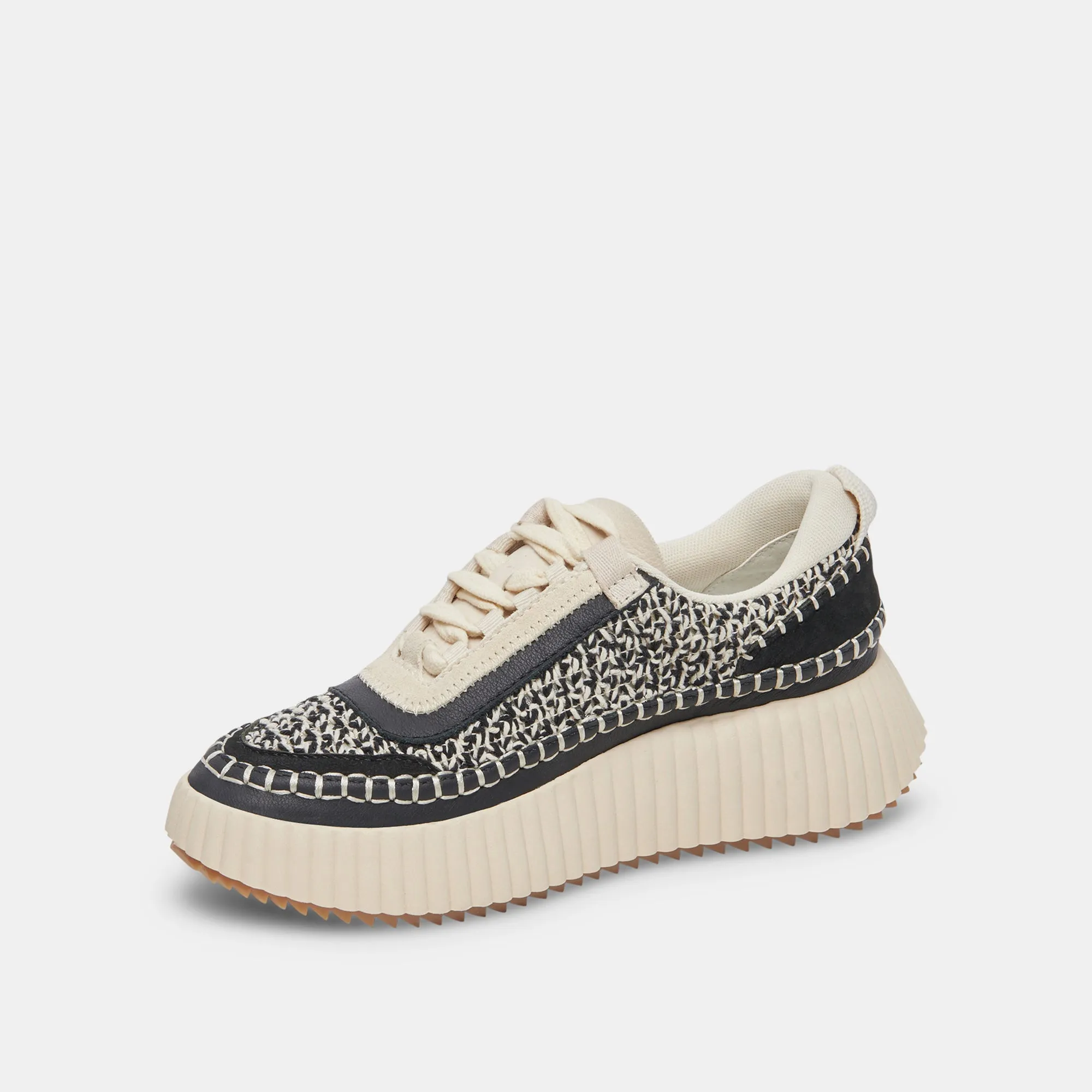 DOLEN SNEAKERS WHITE BLACK WOVEN