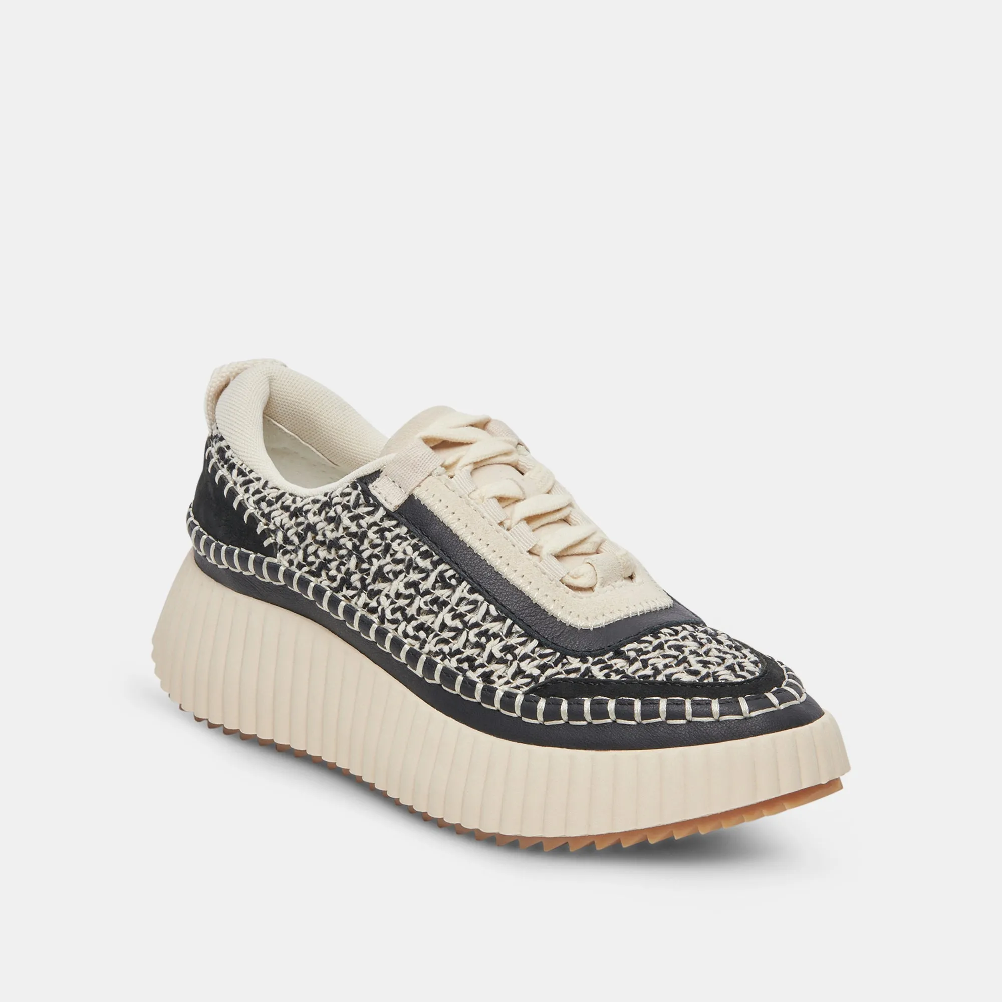 DOLEN SNEAKERS WHITE BLACK WOVEN