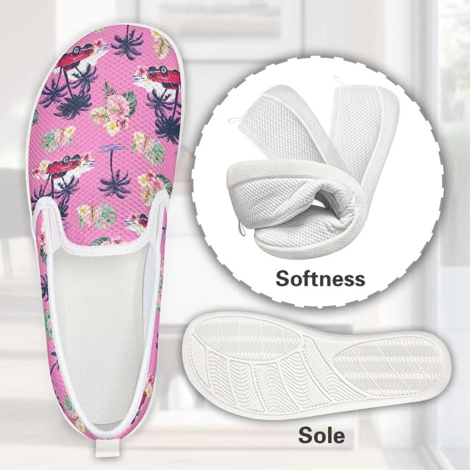 Fashion Wide Barefoot for Women Printing Shoes Lightweight Walking Casual Slip Ons Comfortable Art Painted Soft Shoes US Size 6-11