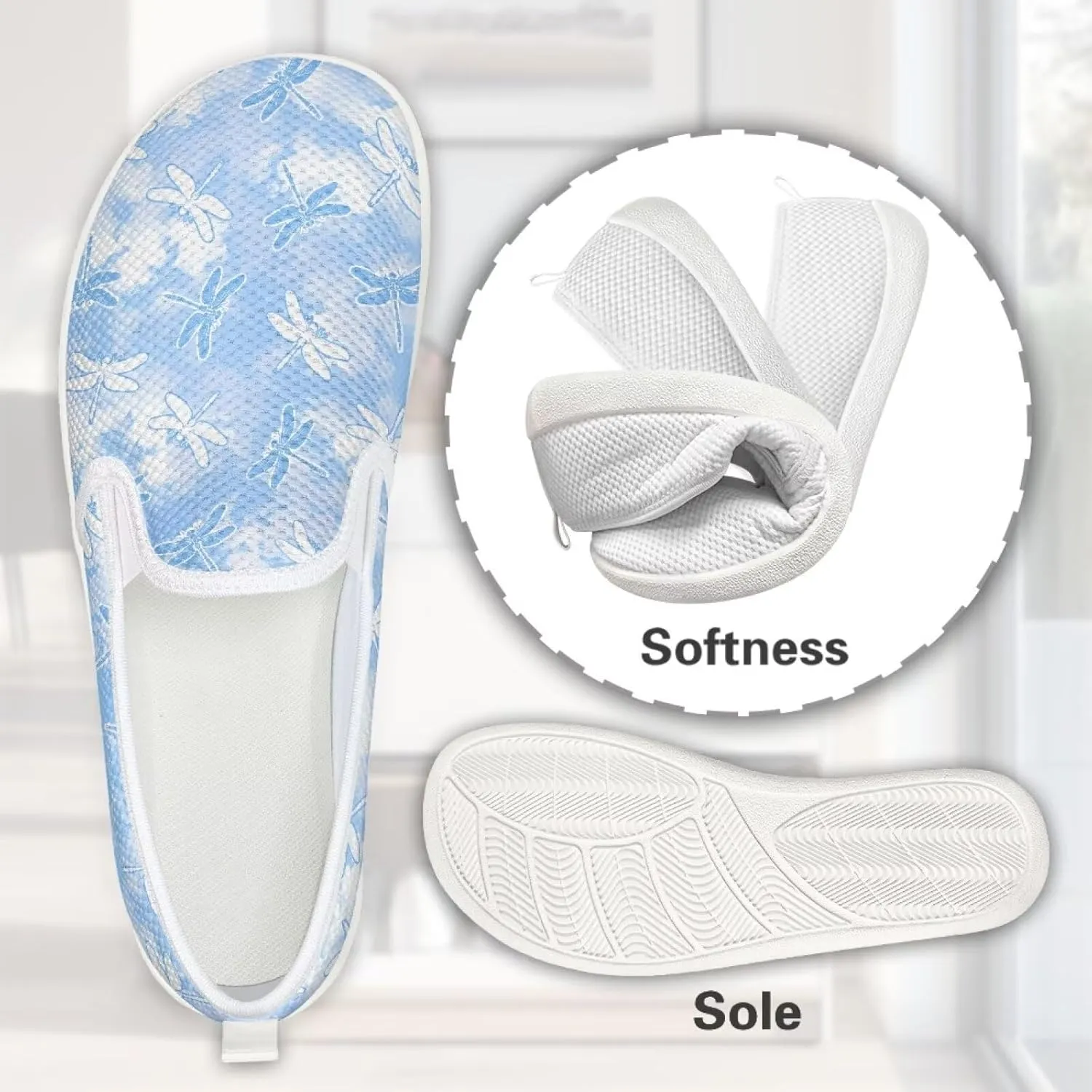 Fashion Wide Barefoot for Women Printing Shoes Lightweight Walking Casual Slip Ons Comfortable Art Painted Soft Shoes US Size 6-11