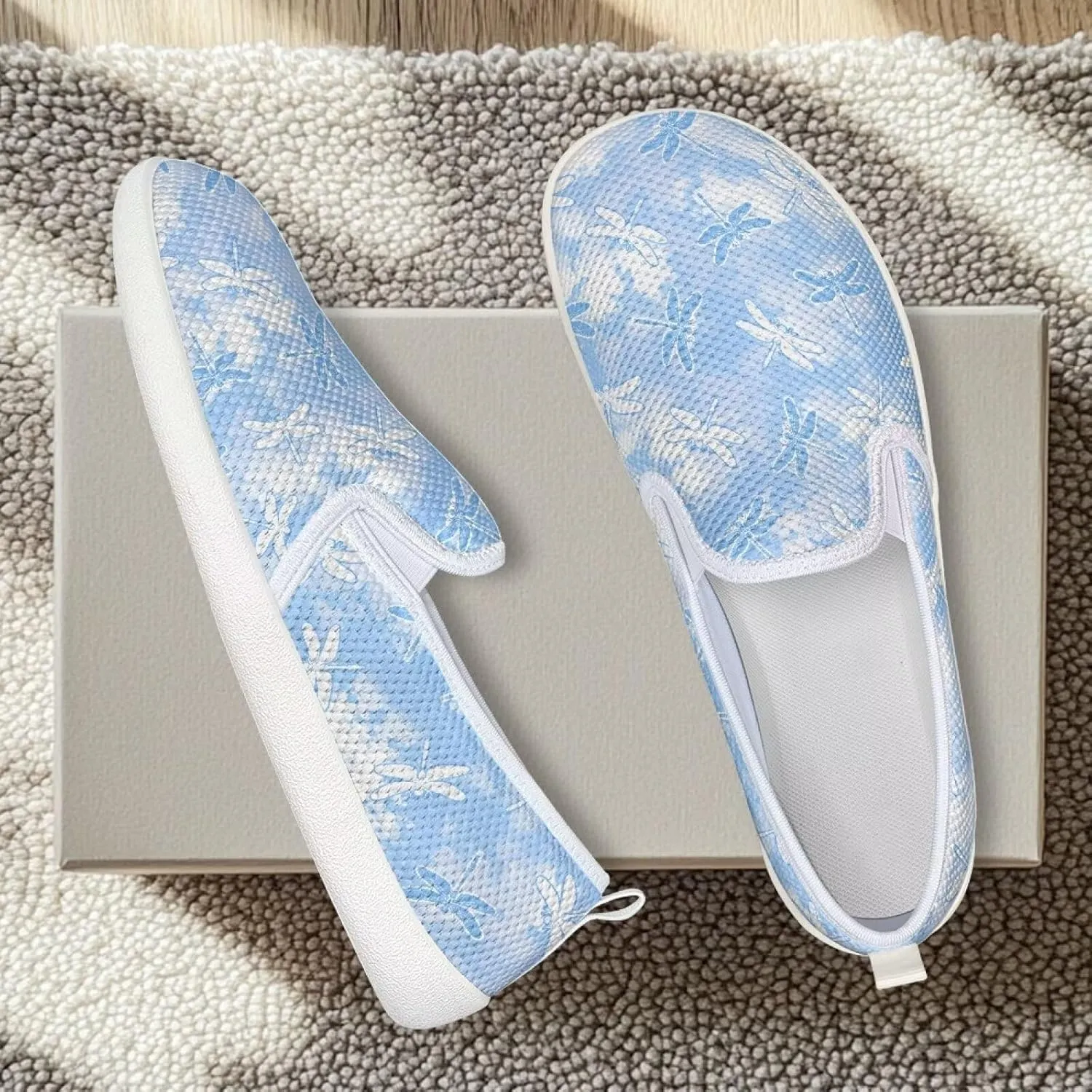 Fashion Wide Barefoot for Women Printing Shoes Lightweight Walking Casual Slip Ons Comfortable Art Painted Soft Shoes US Size 6-11