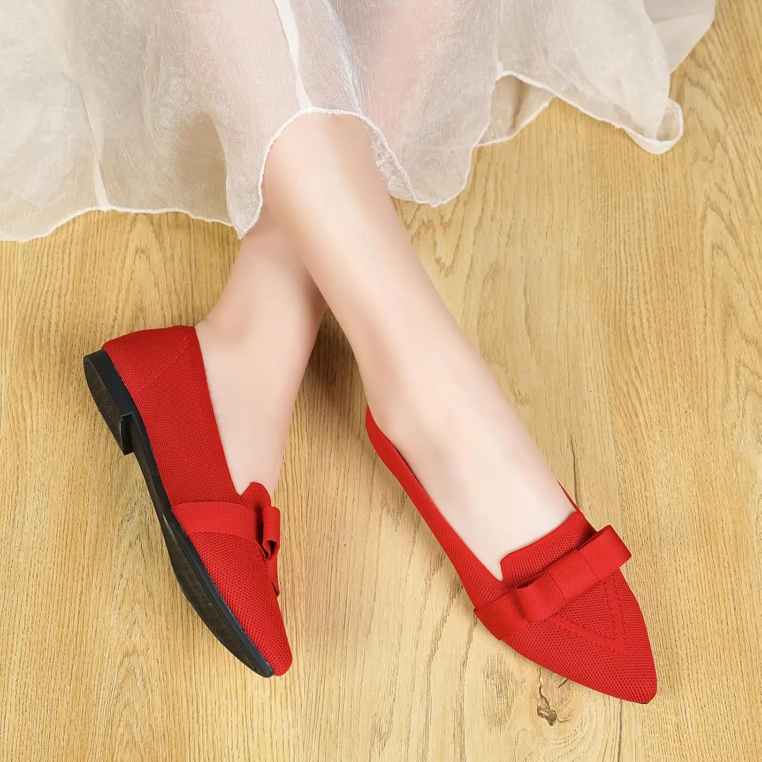 Flats for Women Pointed Toe Ballet Flats Shoes Mesh Breathable Comfortable Dressy Casual Slip On Ballerina Walking Flats