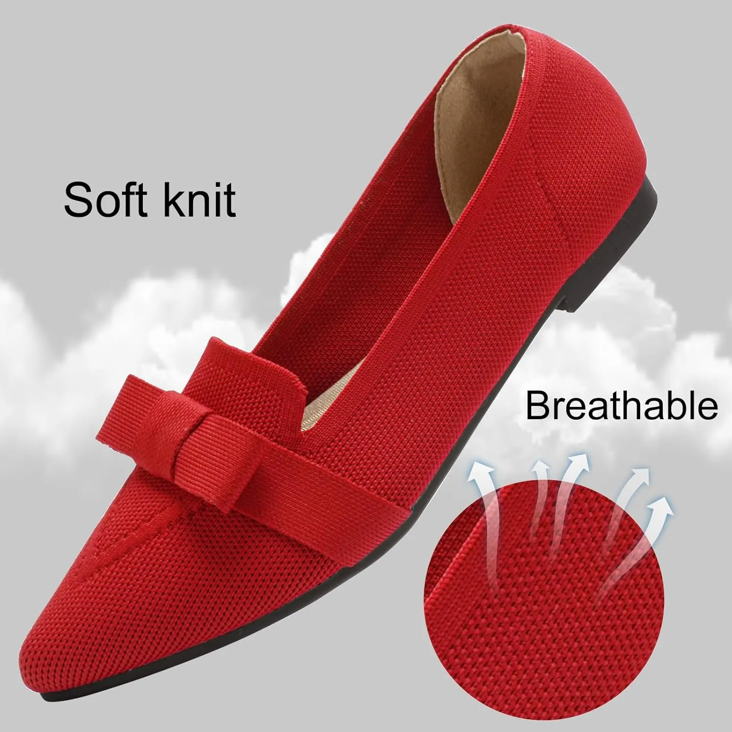 Flats for Women Pointed Toe Ballet Flats Shoes Mesh Breathable Comfortable Dressy Casual Slip On Ballerina Walking Flats