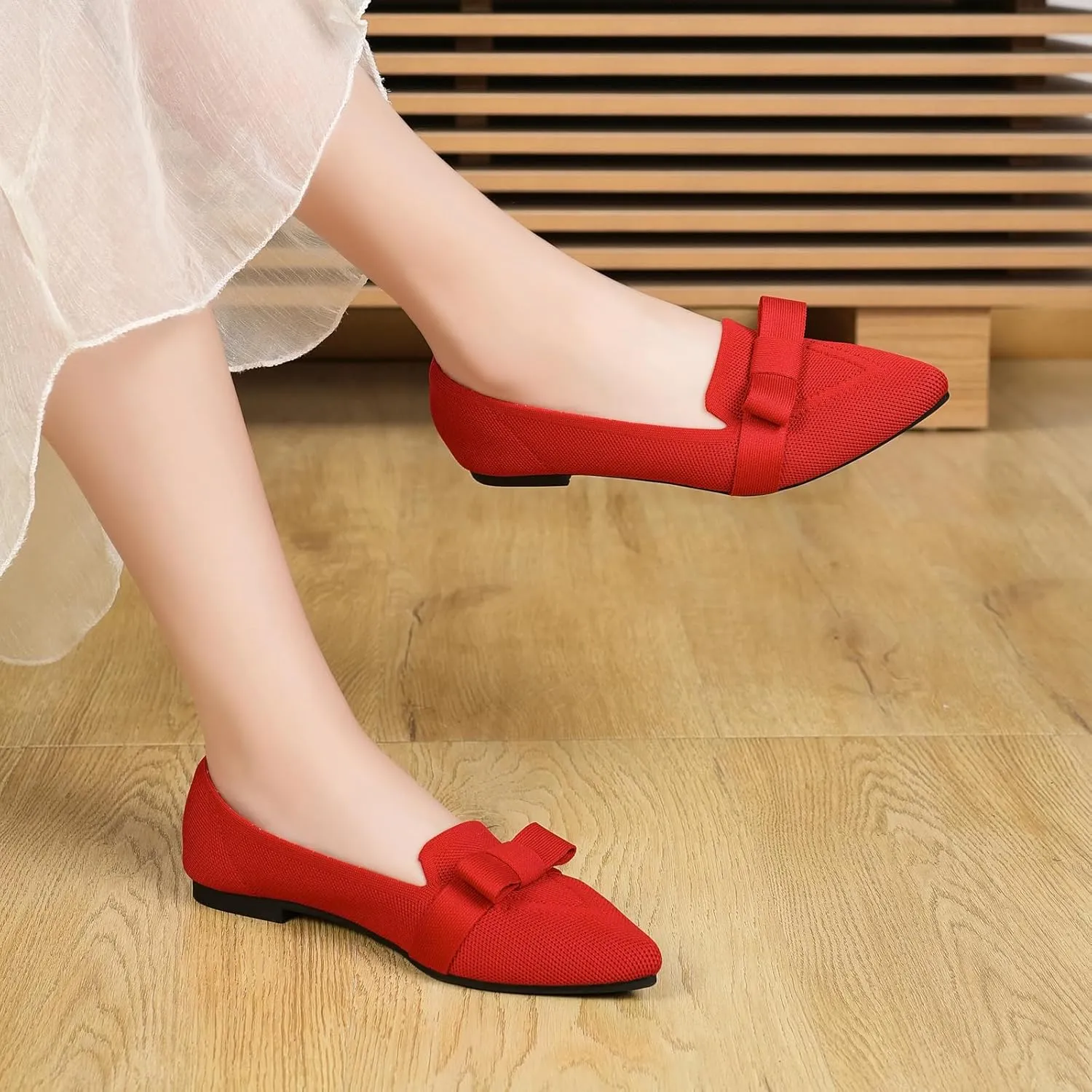 Flats for Women Pointed Toe Ballet Flats Shoes Mesh Breathable Comfortable Dressy Casual Slip On Ballerina Walking Flats