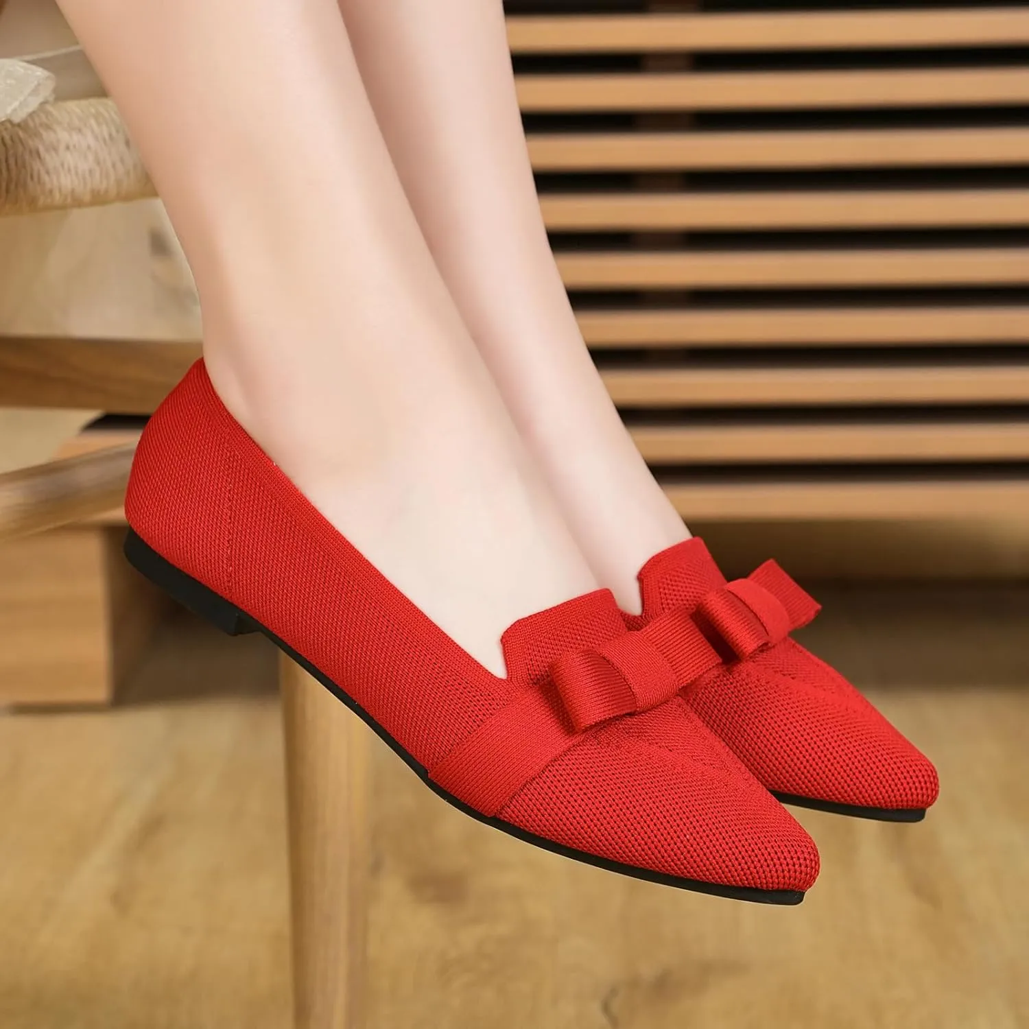 Flats for Women Pointed Toe Ballet Flats Shoes Mesh Breathable Comfortable Dressy Casual Slip On Ballerina Walking Flats