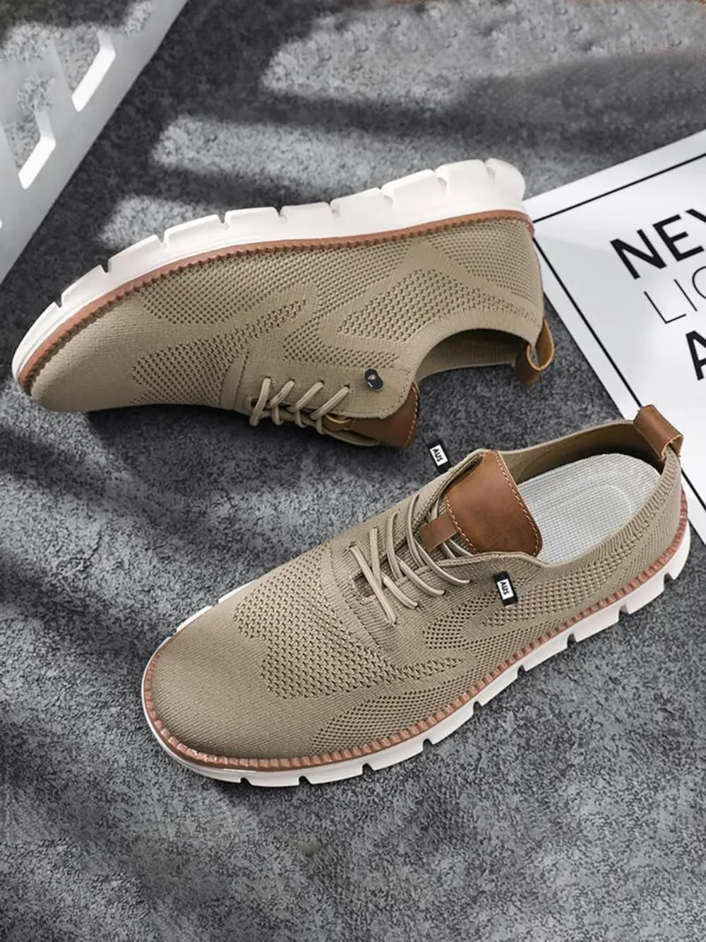 Geerta Men's Business Low Top Minimalist Sneakers, Casual Breathable Comfortable Thick Bottom Formal Shoes, Fashionable Lightweight Shoes for Daily Wear, Men's Running Sneakers Tennis Gym Workout
