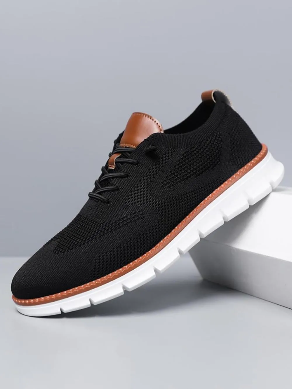 Geerta Men's Business Low Top Minimalist Sneakers, Casual Breathable Comfortable Thick Bottom Formal Shoes, Fashionable Lightweight Shoes for Daily Wear, Men's Running Sneakers Tennis Gym Workout