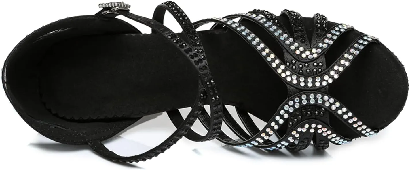 Glitter Dance Shoes for Women Rhinestones Ballroom Stylish Bridal Wedding Sandals