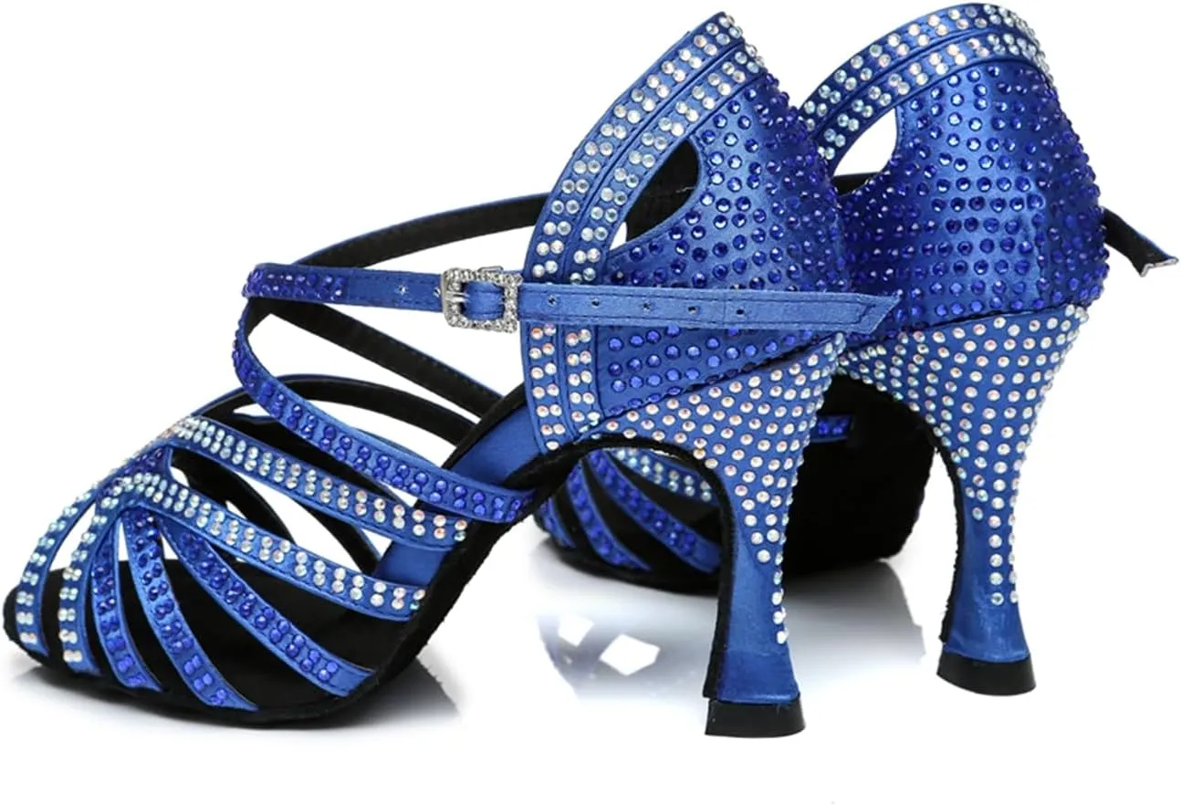 Glitter Dance Shoes for Women Rhinestones Ballroom Stylish Bridal Wedding Sandals