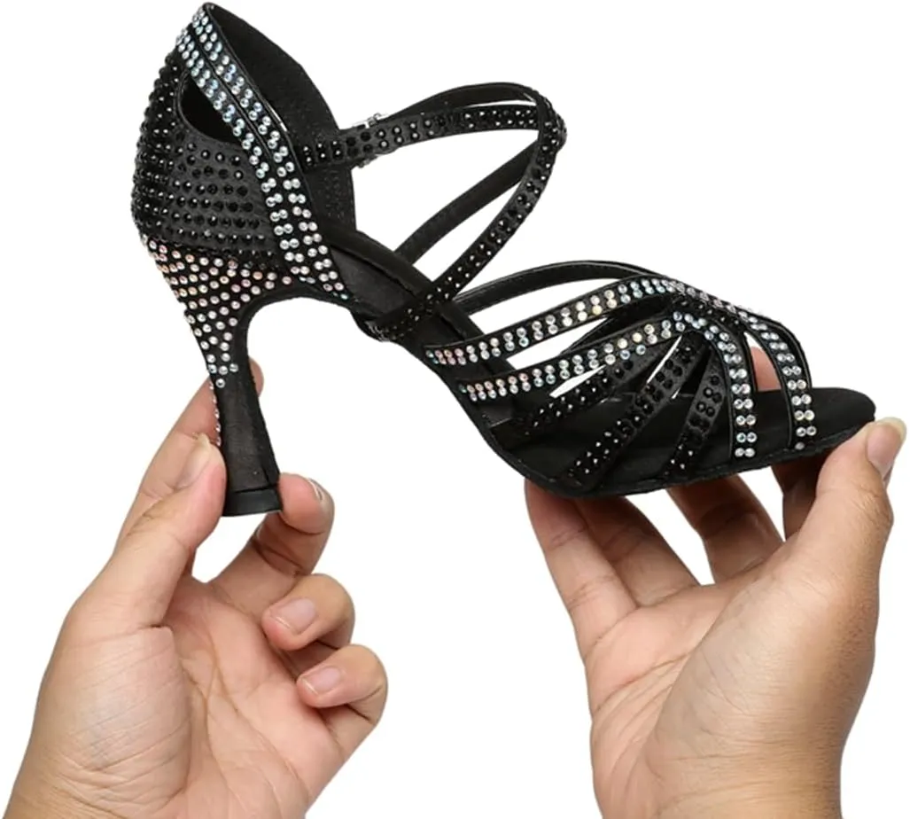 Glitter Dance Shoes for Women Rhinestones Ballroom Stylish Bridal Wedding Sandals