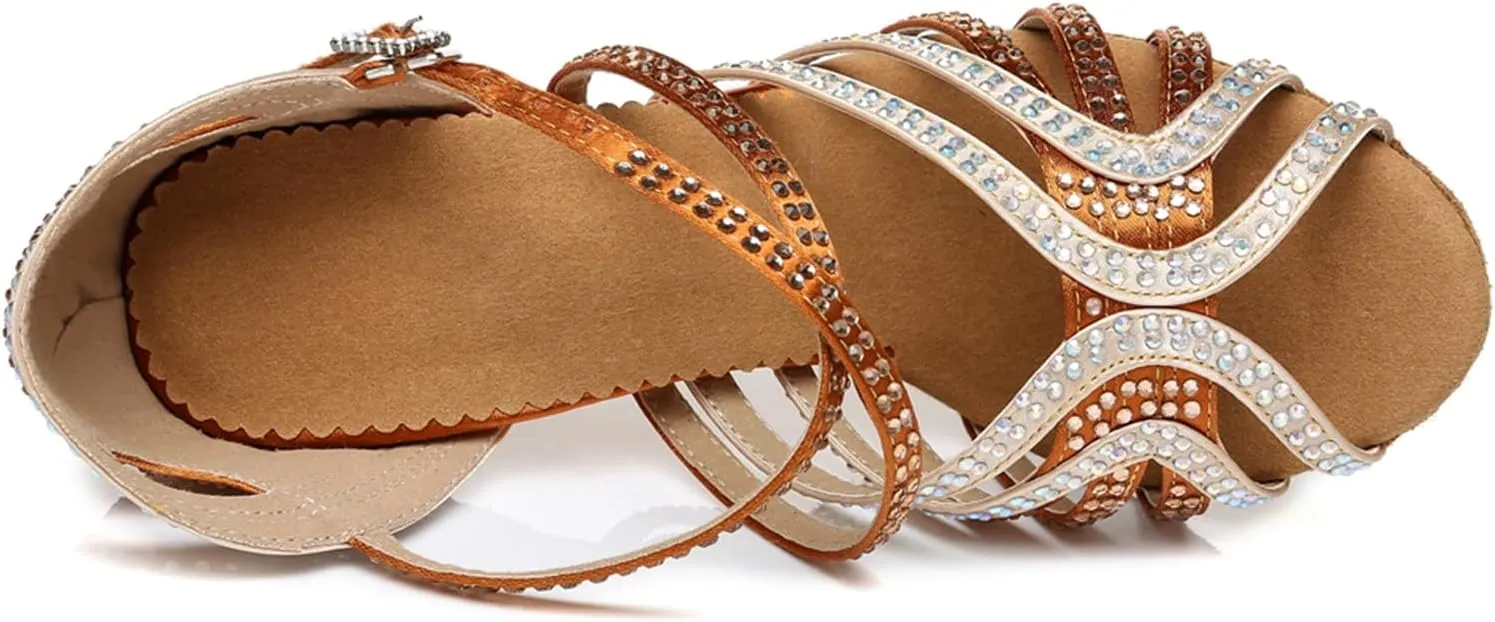 Glitter Dance Shoes for Women Rhinestones Ballroom Stylish Bridal Wedding Sandals