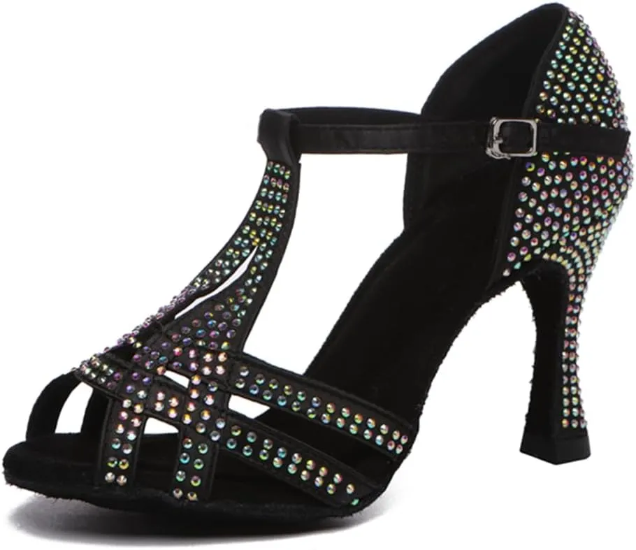 Glitter Dance Shoes for Women Rhinestones Ballroom Stylish Bridal Wedding Sandals