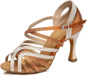 Glitter Dance Shoes for Women Rhinestones Ballroom Stylish Bridal Wedding Sandals