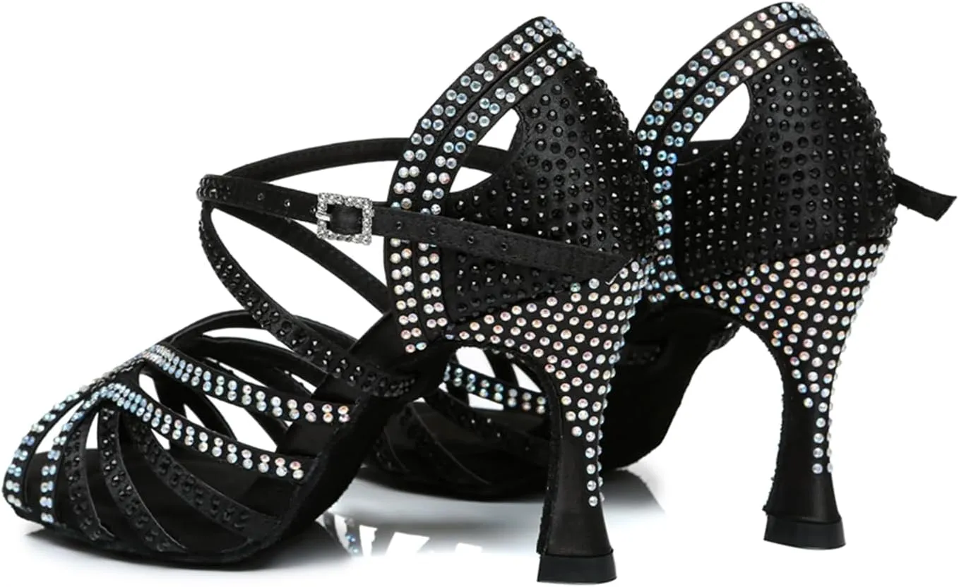 Glitter Dance Shoes for Women Rhinestones Ballroom Stylish Bridal Wedding Sandals
