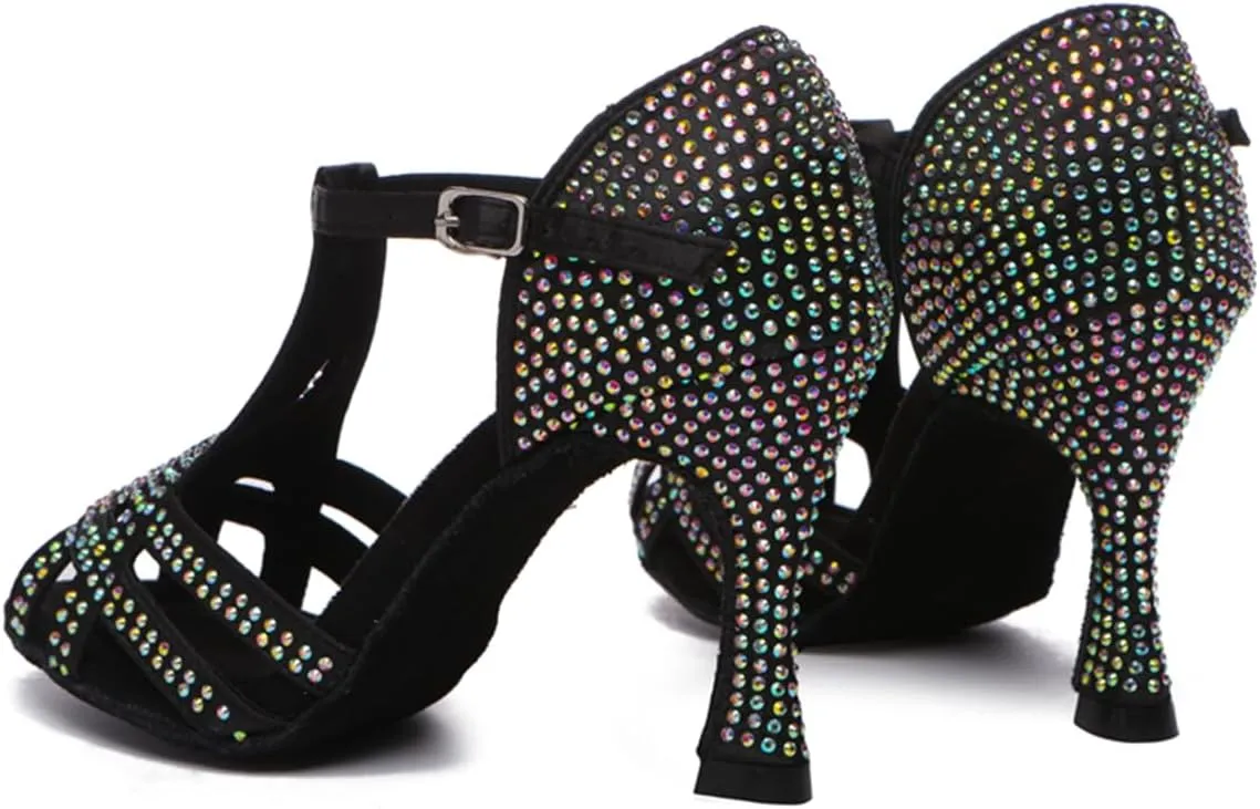 Glitter Dance Shoes for Women Rhinestones Ballroom Stylish Bridal Wedding Sandals