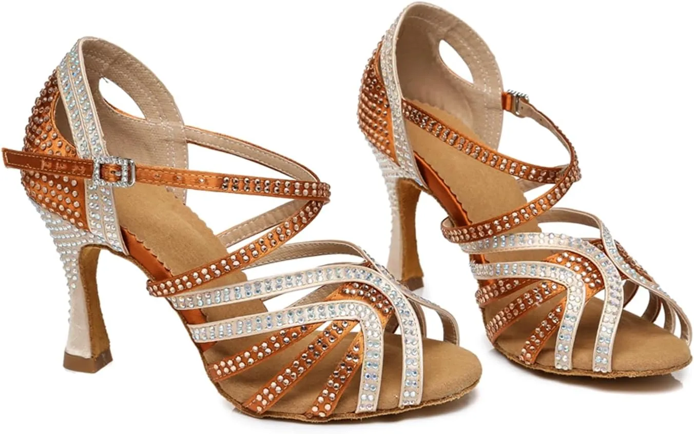 Glitter Dance Shoes for Women Rhinestones Ballroom Stylish Bridal Wedding Sandals