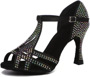 Glitter Dance Shoes for Women Rhinestones Ballroom Stylish Bridal Wedding Sandals